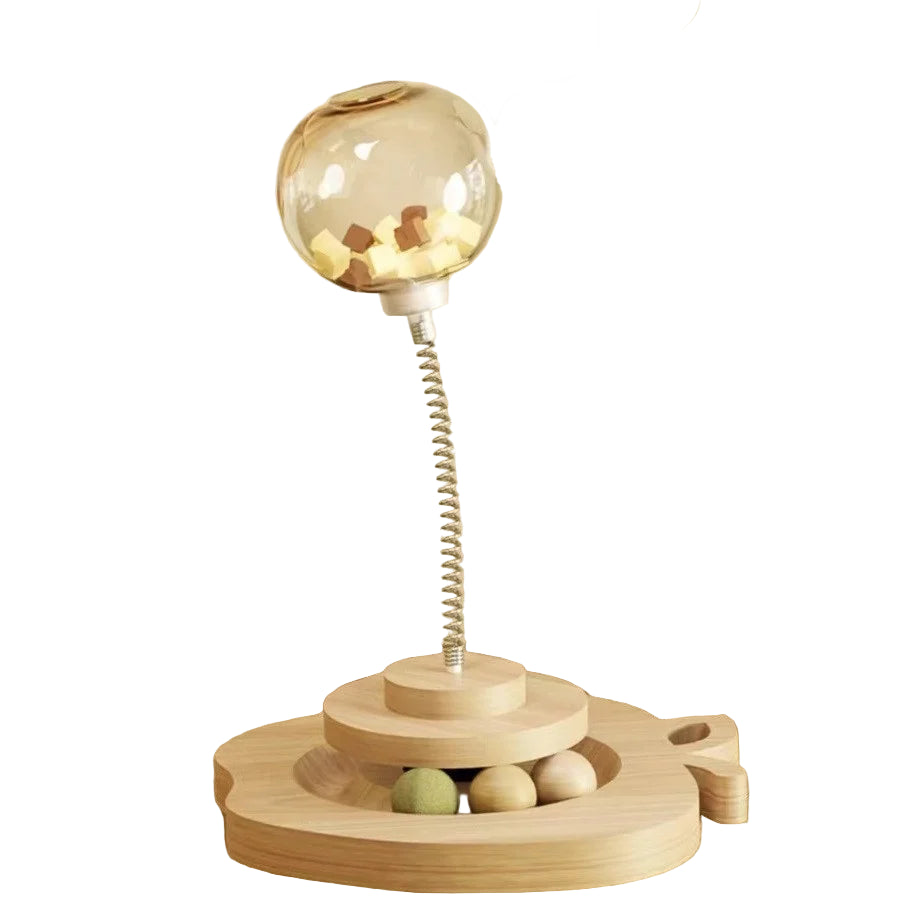 Futterspender mit Ball und Feder für Katzen